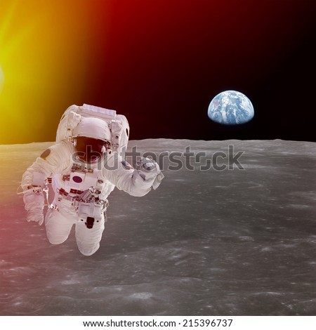 High quality isolated composite astronaut in space. Elements of this image furnished by NASA
