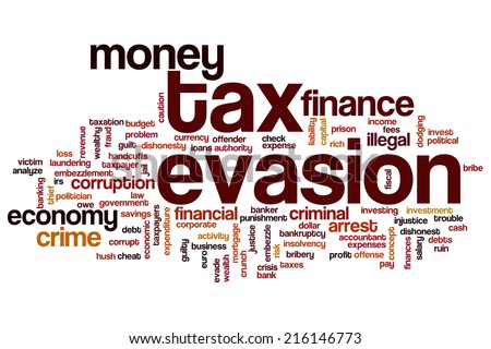 Tax evasion concept word cloud background