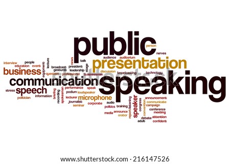 Public speaking concept word cloud background