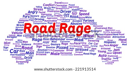 Road rage word cloud shape concept
