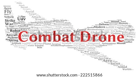 Combat drone word cloud shape concept