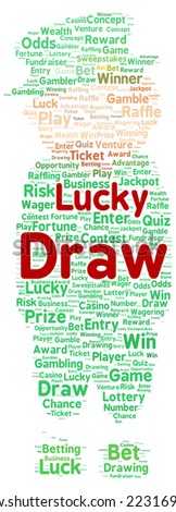 Lucky draw word cloud shape concept