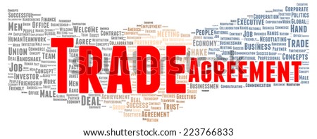 Trade agreement word cloud shape concept