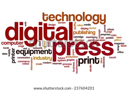 Digital press word cloud concept