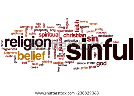 Sinful word cloud concept with religion sin related tags