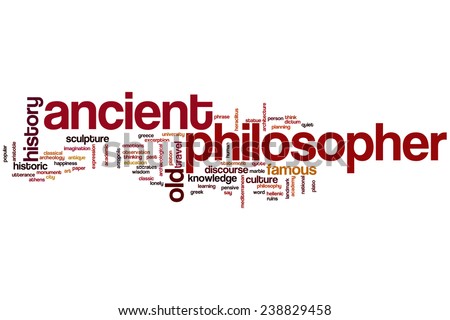 Ancient philosopher word cloud concept with greek history related tags