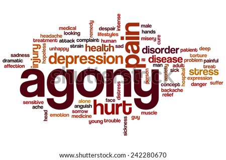 Agony word cloud concept with pain hurt related tags