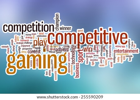 Competitive gaming word cloud concept with abstract background