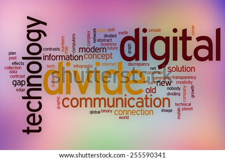 Digital divide word cloud concept with abstract background