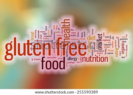 Gluten free word cloud concept with abstract background