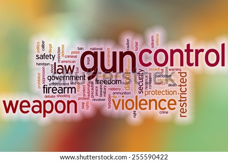 Gun control word cloud concept with abstract background
