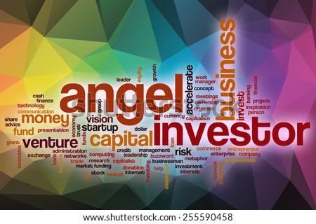 Angel investor word cloud concept with abstract background