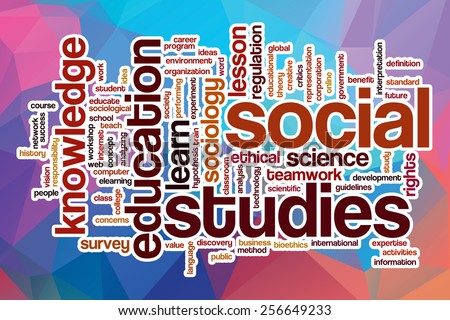 Social studies word cloud concept with abstract background