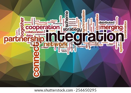 Integration word cloud concept with abstract background