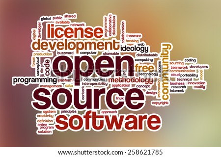 Open source word cloud concept with abstract background