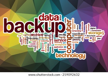Backup word cloud concept with abstract background