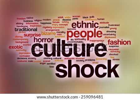 Culture shock word cloud concept with abstract background