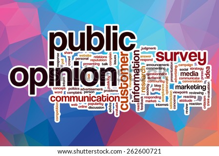 Public opinion word cloud concept with abstract background
