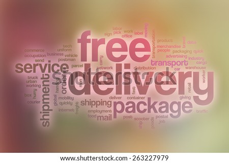 Free delivery word cloud concept with abstract background