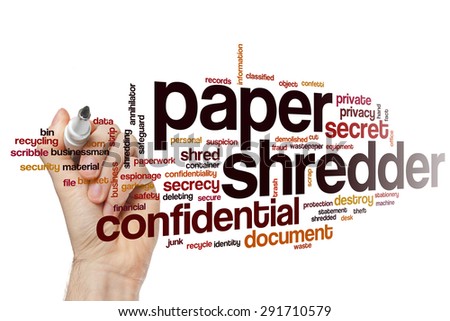Paper shredder word cloud concept