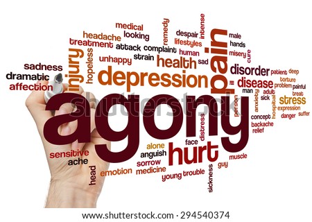 Agony word cloud concept with pain hurt related tags