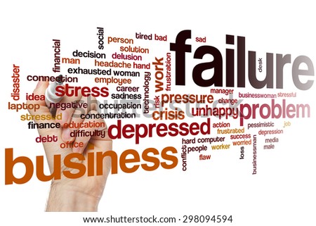 Failure word cloud concept with problem tired related tags