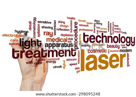 Laser word cloud concept with technology modern related tags