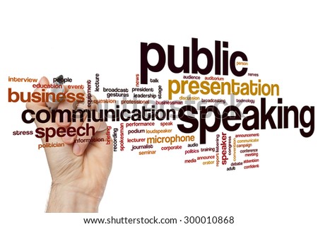 Public speaking concept word cloud background