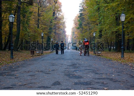 people walking in the park (autumn scene)