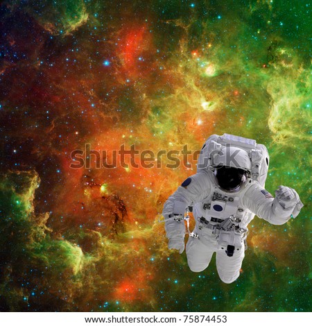 High quality isolated composite astronaut in space of real  NASA images