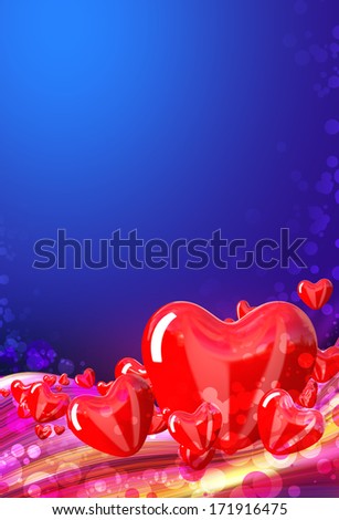 Valentine Hearts Background. Valentines Red Abstract Wallpaper.