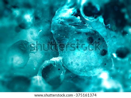 Cells through electron microscope (shallow dof)