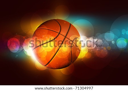 basketball on the color glow background