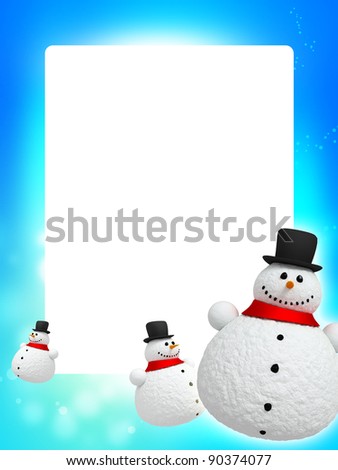 Frame of Christmas background with snowman