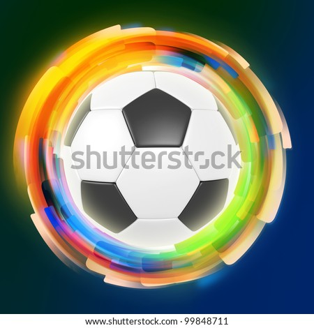 Soccer ball on color rings background