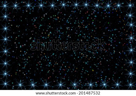 Stars frame with multicolored stars on a black background inside