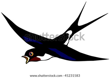 stock vector swallow flying isolated