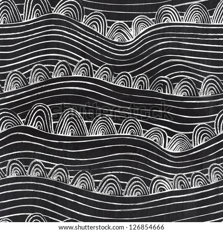 Chalkboard seamless wave hand-drawn pattern, waves background (seamlessly tiling).Can be used for wallpaper, pattern fills, web page background,surface textures. Gorgeous seamless floral background