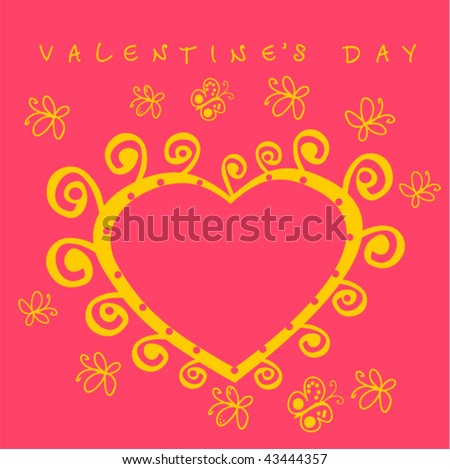 stock vector : cute card with heart, butterfly and valentine's day sign