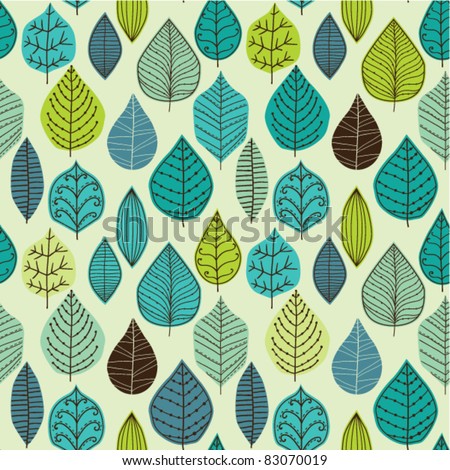 Seamless pattern on leaves theme, Autumn seamless pattern with leaf - stock vector