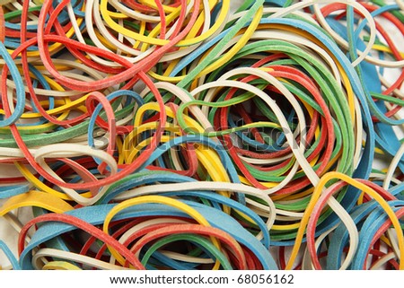 Rubber bands of various colors as a background