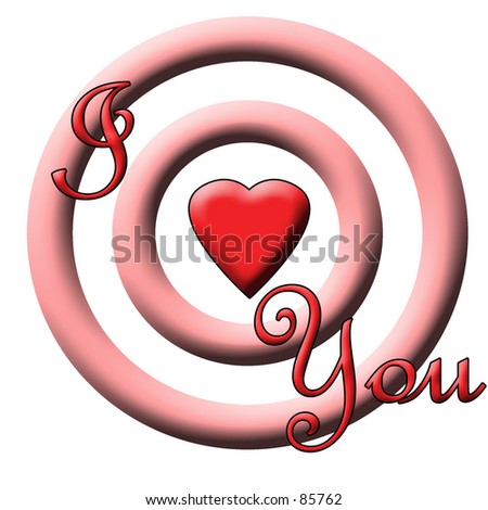 A target with a heart as bull\'s eye.  I love you written on it.