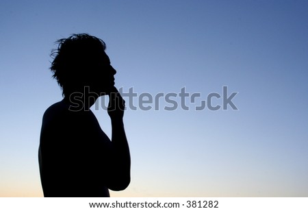 Silhouette of a thinking man
