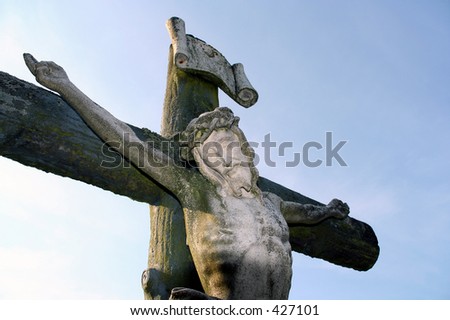 A Jesus statue on cross