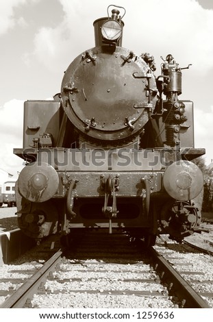 old steam train. Sepia toned