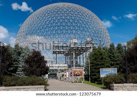 MONTREAL, CANADA - OCTOBER 14: the geodesic dome called Montreal Biosphere on October 14, 2012 in Montreal, Canada. It is a museum dedicated to water and the environment.