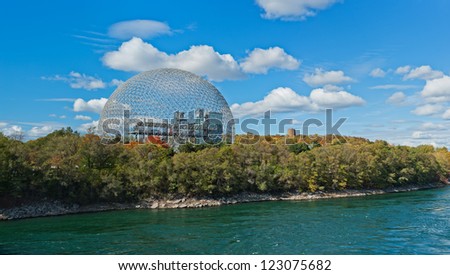 MONTREAL, CANADA - OCTOBER 14: the geodesic dome called Montreal Biosphere on October 14, 2012 in Montreal, Canada. It is a museum dedicated to water and the environment.