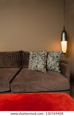 Corner of two seated sofa nice dark ambiance