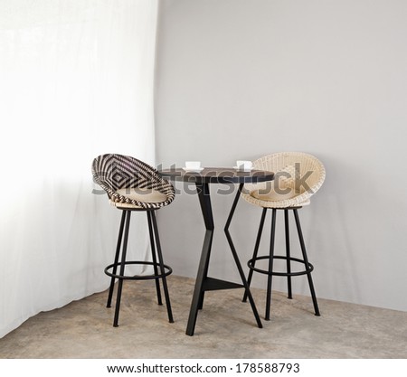 Bistro furniture as interior furniture black and white in color