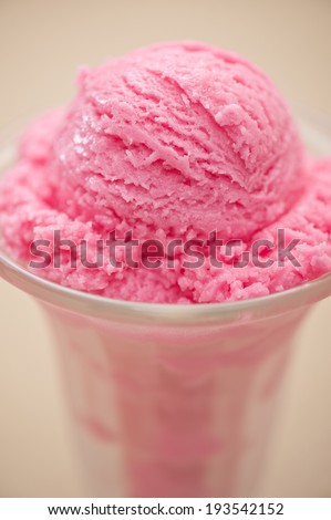 Strawberry ice cream in a glass without decoration